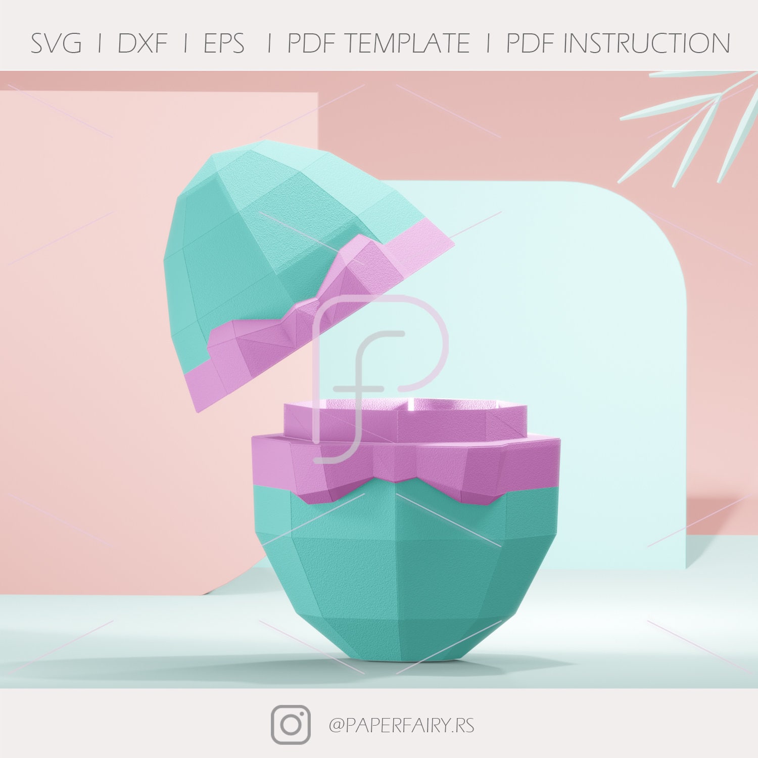 Low Poly Paper Egg Box Template 30cm3d Papercraft DIY Egg Etsy