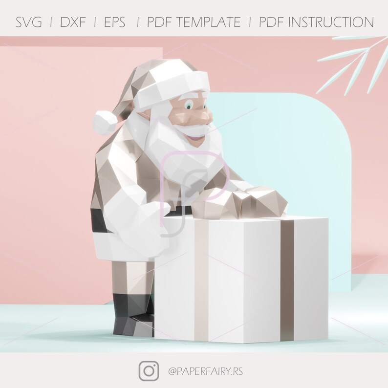 3D Santa Papercraft Template Low Poly DIY Christmas Decoration Pdf Svg ...