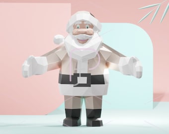 Low Poly Santa Claus,Papercraft Santa Claus, PDF Template, Paper Sculpture,Pepakura, Handmade,Christmas