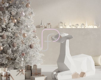 Low Poly Fawn Papercraft Sculpture: Geometric 3D Model (PDF Pattern)