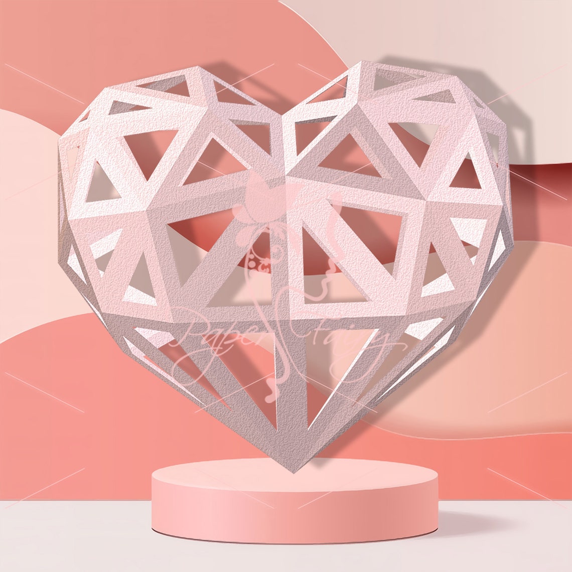 3D Papercraft Heart template Low Poly Heart Art Decor Etsy