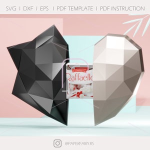 3D Papercraft-hartsjabloon | Low Poly Heart-doos cadeau voor Raffaello