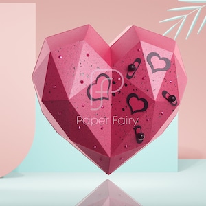 Papercraft Heart Box Template | Low Poly Heart Box Art Decor Sculpture ...