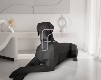 Low Poly Great Dane,3d papercraft, Dog Papercraft, Template, Papercraft Animals, Low Poly DIY, DIY Paper 3D Art