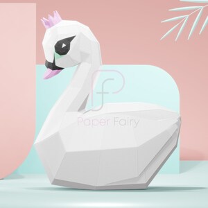 2 Designs Low Poly 3d Papercraft Swan Sculpture,3d Swan Paper Model ...