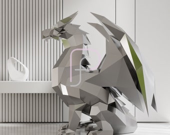 Dragon Metal Sculpture Template: DIY Welding Papercraft (Instant Download