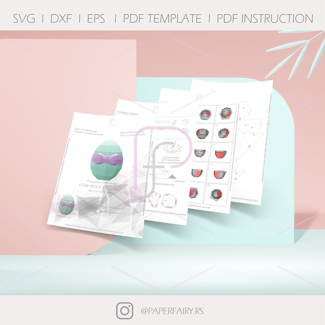 Low Poly Paper Egg Box Template 30cm3d Papercraft DIY Egg Etsy