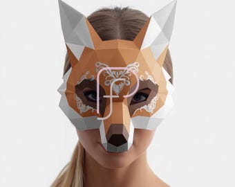 Fox Mask Papercraft Template: 3D Low Poly Animal Costume (PDF, SVG)
