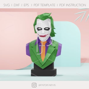Joker Bust: Low Poly 3D Papercraft Sculpture (PDF Pattern)