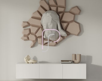 Low Poly Jesus Papercraft Sculpture: Modern Art Decor (PDF Template)