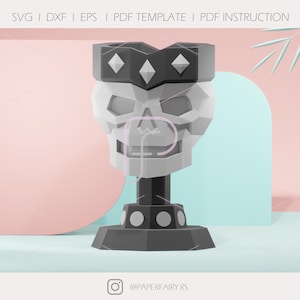 Skull cup 3d papercraft sculpture, 3D paper model