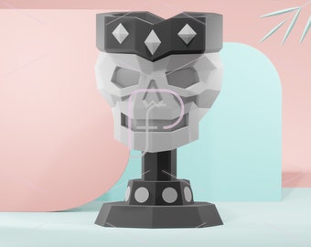 Skull cup 3d papercraft sculpture, 3D paper model