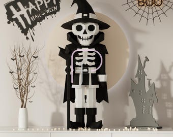 Skeleton Nutcracker Papercraft Template: 3D Halloween DIY Decor (SVG, PDF Pattern)