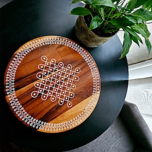 Kolam Art Hand Painted Lazy Susan 16&quot; or 18&quot;