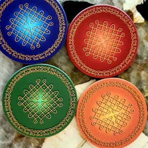 3D Print 4" Golden Kolam Ceramic Coasters set of 4