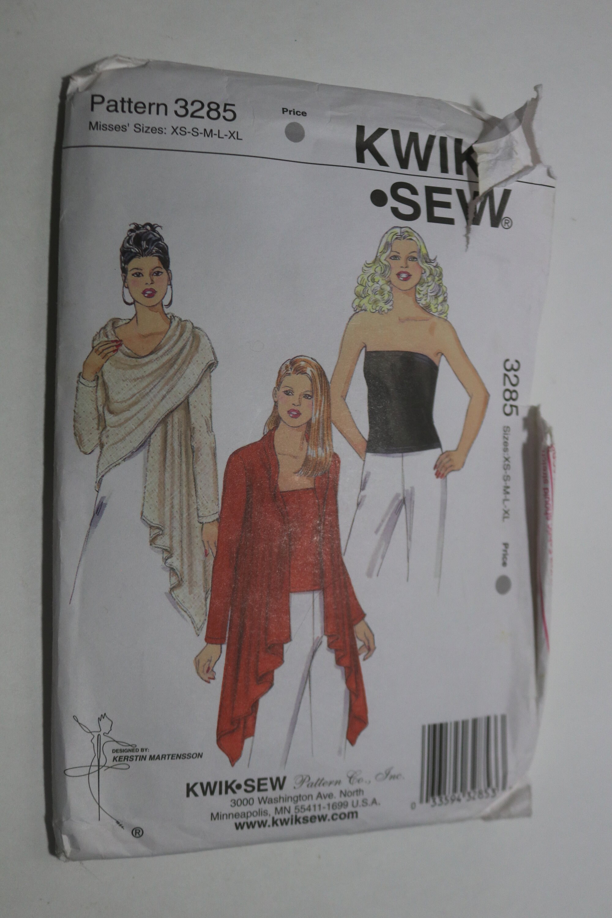 Kwik Sew 3285 Misses Wrap and Top Sewing Pattern UNCUT Size XS S M L XL 