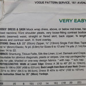 Vogue 8051 Misses Dress Sewing Pattern UNCUT Size 6 8 10 image 3