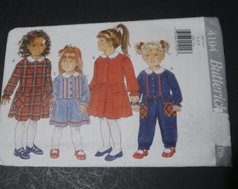 Butterick 4104  Toddlers / Children's Jumpsuit and Dress Sewing Pattern  - UNCUT - Sizes 1 2 3