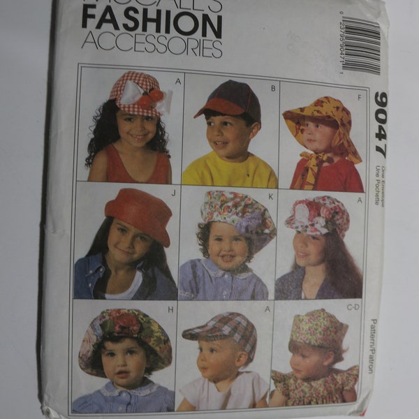 McCalls 9047 CHildrens Boys Girls Hat Sewing Pattern - UNCUT Size S M L ( 19 1/2" - 22 " )