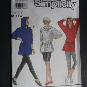 Simplicity 9927 Misses Leggings in Two Lengths Skirt and Loose Fitting Top with Hood Sewing Pattern - UNCUT - Size Pt - Xl