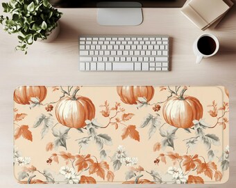 Tapete de escritorio con diseño floral de calabaza: tapete vintage otoñal para computadora, ideal para el hogar o la oficina.