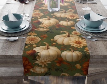 Caminho de mesa de abóbora de outono: decoração de outono para o Dia de Ação de Graças, estilo Cottagecore