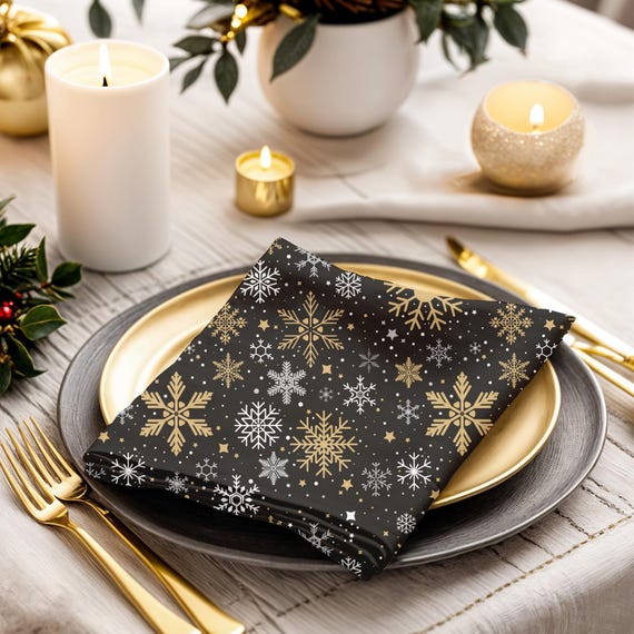 Set Di 3 Tovagliette Natalizie A Fiocco Di Neve – Metallizzate Oro, Lavabili E Termiche (38x38 Cm) - 4