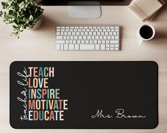 Personalized Teacher Desk Mat: Inspirational Custom Name Neoprene Computer Mat