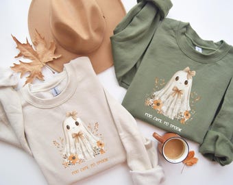 Spökhalloween-tröja, blommig höstmode