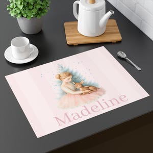 Gepersonaliseerde ballerina-notenkrakerplacemat, kersttafeldecor