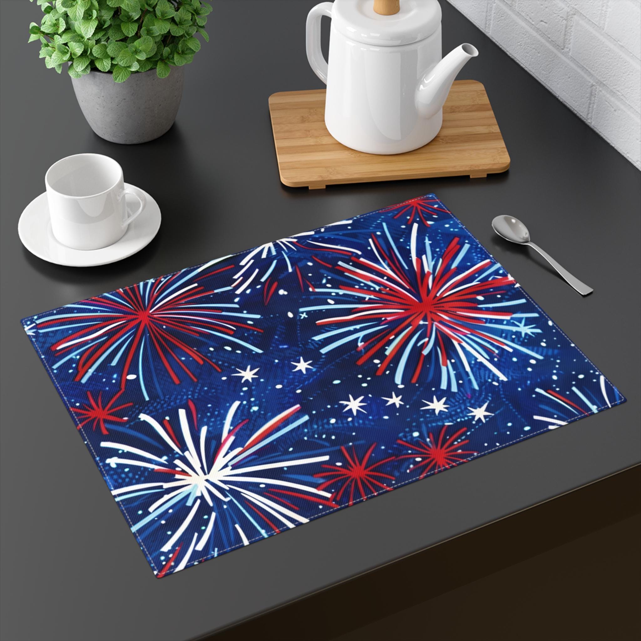 Fourth of July Fireworks Placemats, Patriotic Decor, Memorial Day Table ...