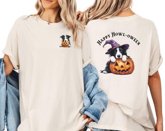 Border Collie Halloween Comfort Colors Shirt: Happy Howl-oween Tee