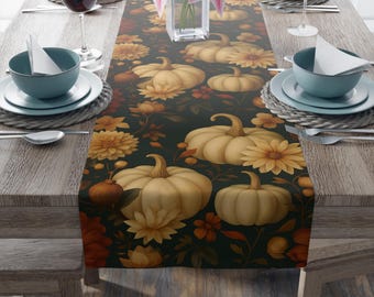 Autumn Pumpkin Table Runner: Cottagecore Thanksgiving Harvest Decor