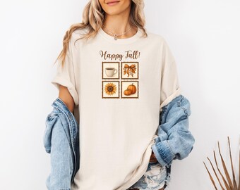 Comfort Colors Fall T-Shirt: Pumpkin, Sunflower, Coffee Stamp Tee