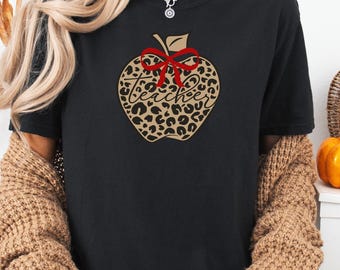 Leopard Apple Lehrer Komfort Farben Shirt: Zurück zu Schul Outfit