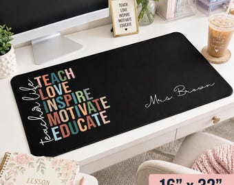 Personalized Teacher Desk Mat: Inspirational Custom Name Neoprene Computer Mat