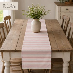 Blush Pink Striped Table Runner | Modern Dining Linen