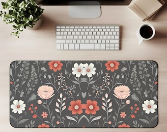 Tapete de escritorio estilo cottagecore oscuro: diseño floral botánico, decoración de oficina para amantes de la naturaleza