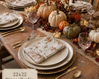 Neutral Watercolor Pumpkin Napkin, Thanksgiving Table Decor