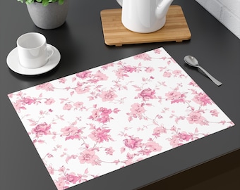 Placemat roze pioenroos | Cottage chic gebloemde tafelmat