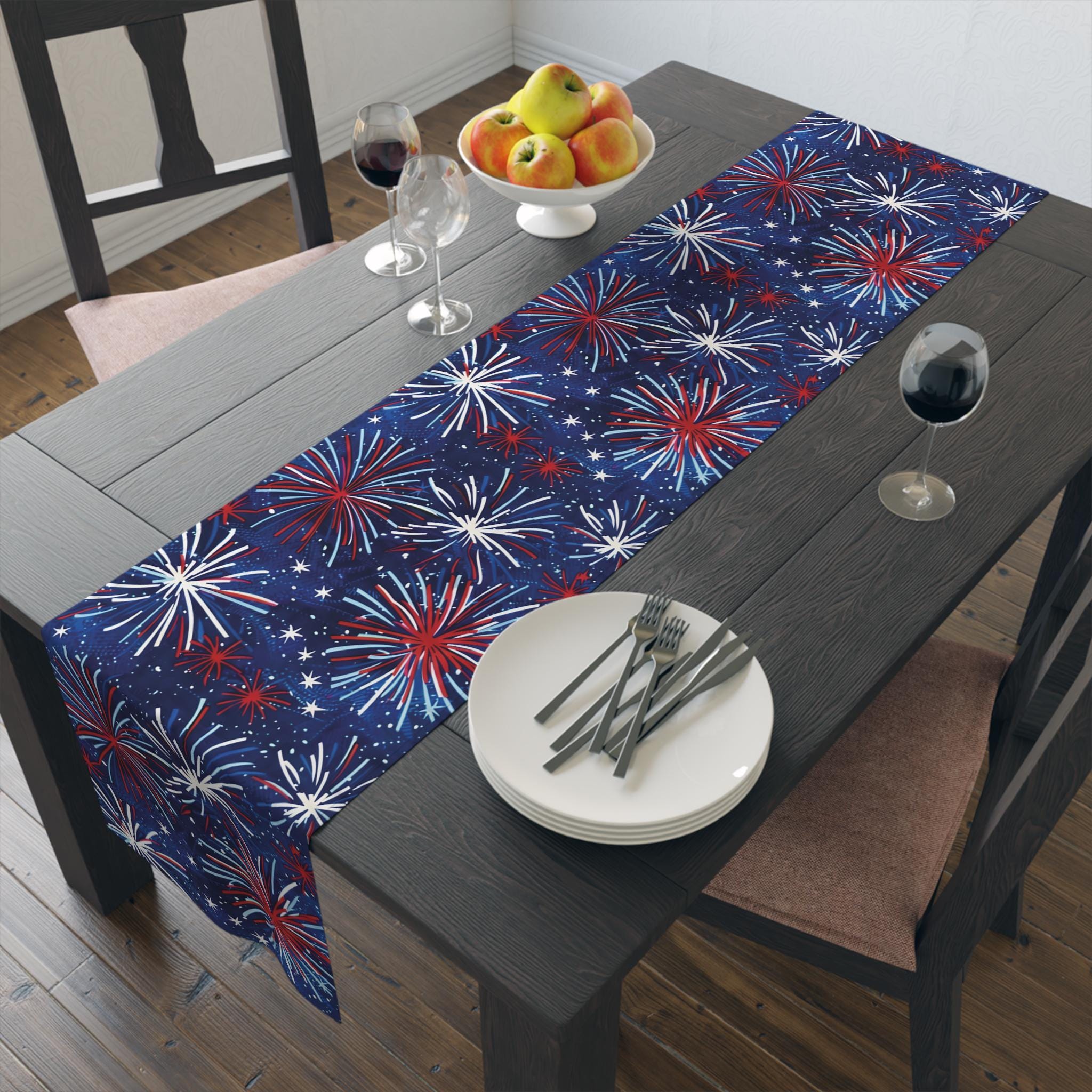 Patriotic Fireworks Table Runner, Fourth of July Decor, Memorial Day ...