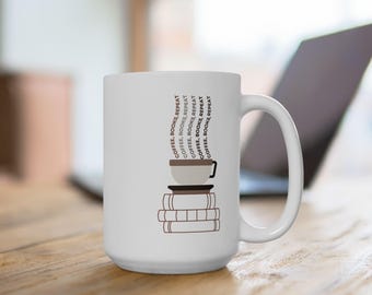 Taza para amantes del café y los libros: Café, libros, repetir.