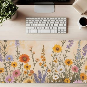 Cottagecore Floral Desk Mat: Wildflower Neoprene Desk Pad