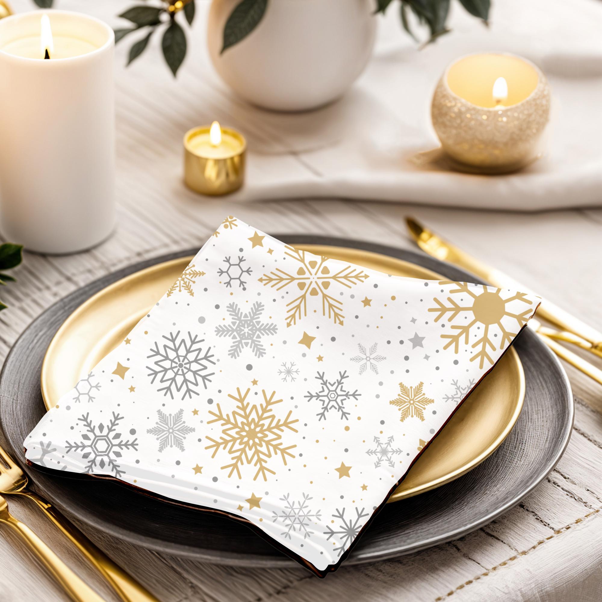 Poppies Grey Silver 3-Ply Dinner Napkins 40cm, Pack Of 100, UK Made, Christmas Party