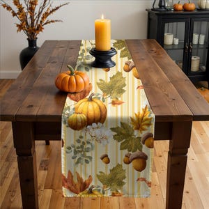 Herfsttafelloper: boerderijpompoen en blad Thanksgiving-decor