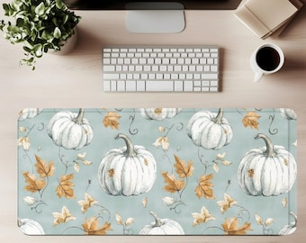 Tapete de escritorio con diseño floral de calabaza: decoración vintage otoñal para la oficina