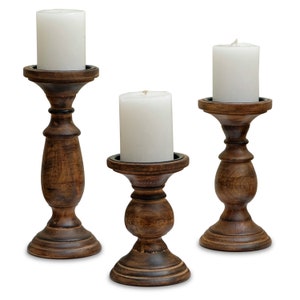 Candle Pillar Holder Set of 3 Farmhouse Candle Holders - Etsy