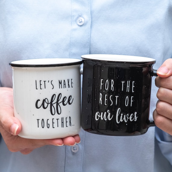 Hagamos café juntos Juego de tazas de cerámica para parejas de 11