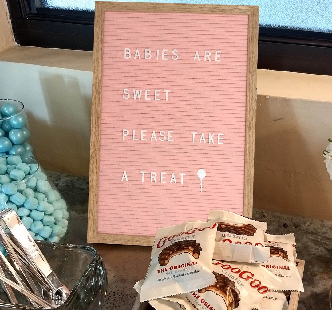 Felt Letter Board Set With Oak Wood Frame 12X17 Pink Great for Baby