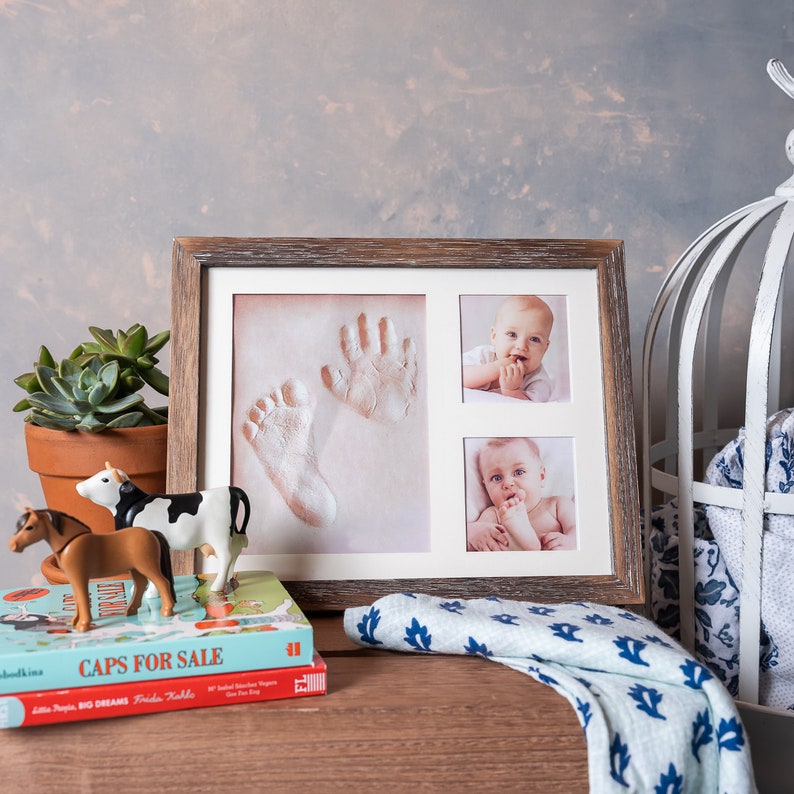 Baby Hand and Footprint Kit in Rustic Farmhouse Frame for Etsy